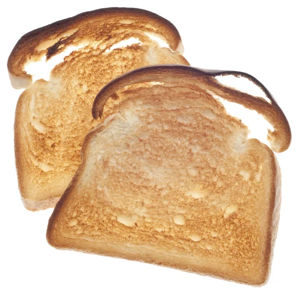 Поджаренный Белый Хлеб Изолированный Белом Вырезкой Пути — стоковое фото
