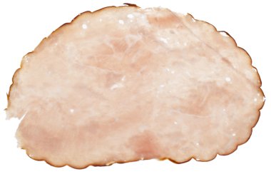 Thin Slice of Deli Ham Isolated on White with a Clipping Path. clipart