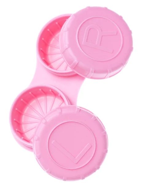 Contenedor de lente de contacto rosa — Foto de Stock