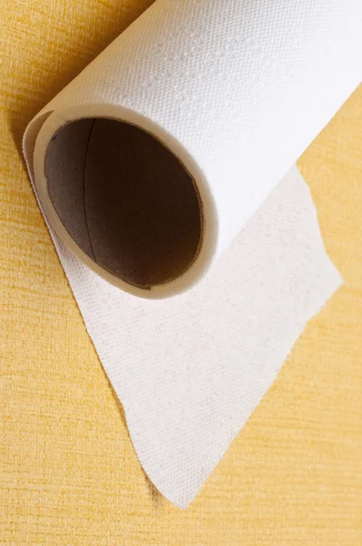 Rolle Toilettenpapier Auf Gelbem Badezimmer Gesundheitskonzept — Stockfoto