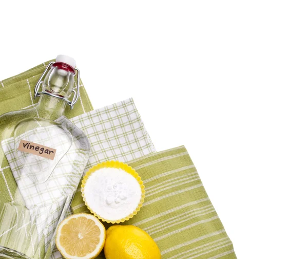 Přírodní čištění s citrony, jedlou sodu a ocet — Stock fotografie