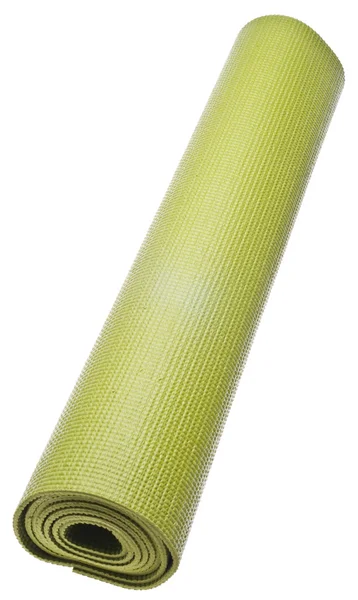 Rullade gröna yogamatta — Stockfoto