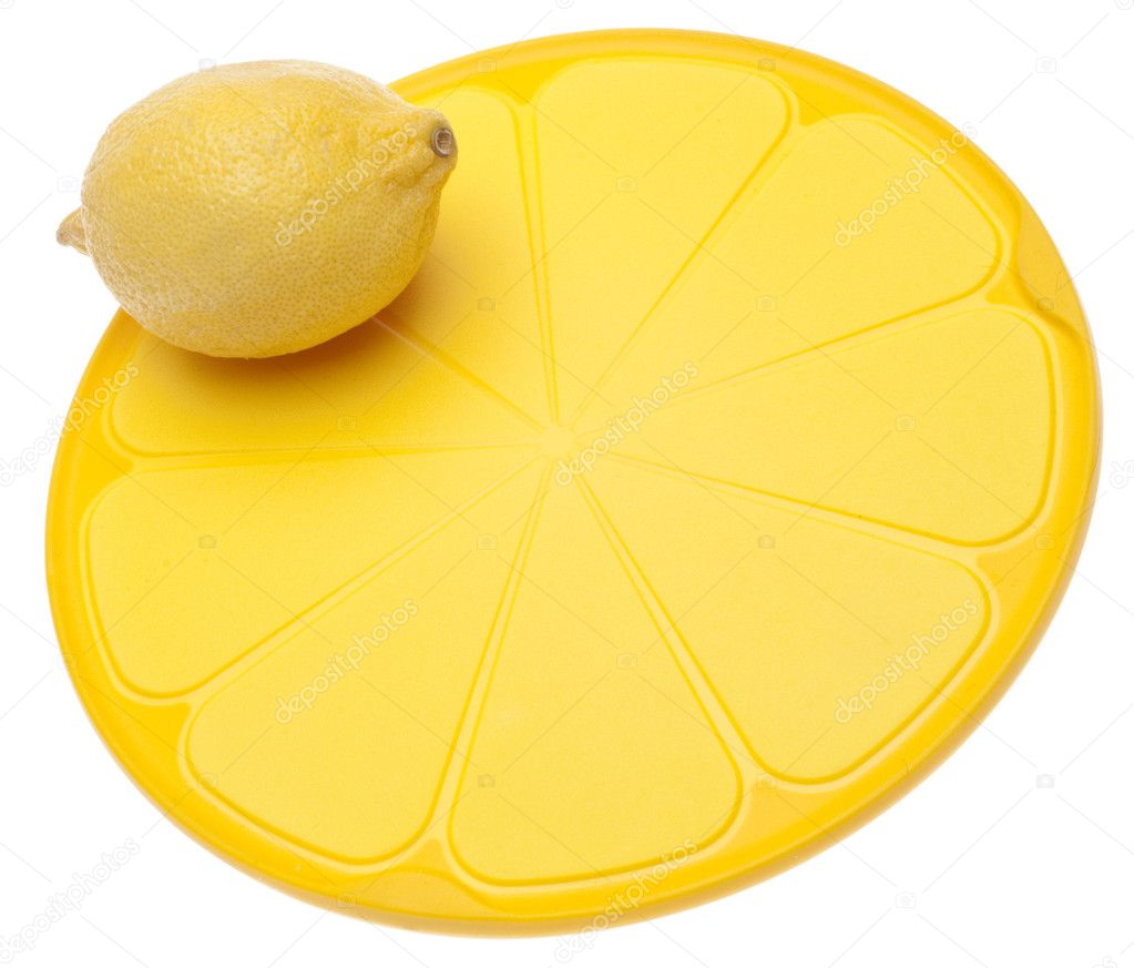 Lemon on Lemon Shaped Cutting Board — Stock Photo © brookefuller 4902789