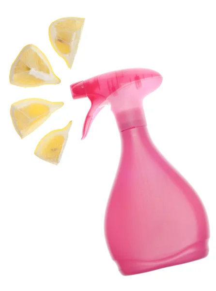 Limpieza Respetuosa Con Medio Ambiente Botella Pulverización Limones Concepto Limpieza —  Fotos de Stock