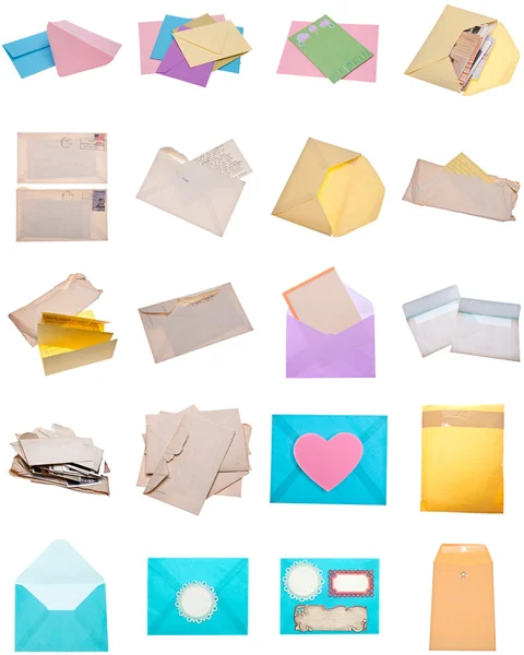 Collage Montage of Envelopes and Letters Modern and Vintage — Stock Photo, Image