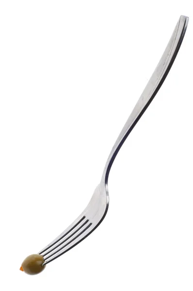 Olive Fork Isolated White Clipping Path — Stock Photo, Image