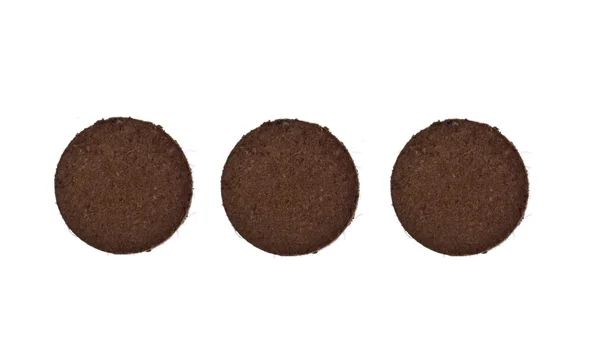 Komprimerade Smuts Tre Cirklar Isolerad Vitt Med Urklippsbana — Stockfoto
