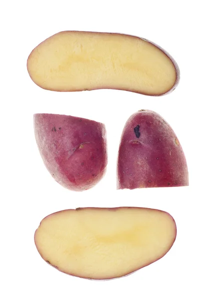 Bambino fette di patate rosse sfondo — Foto Stock