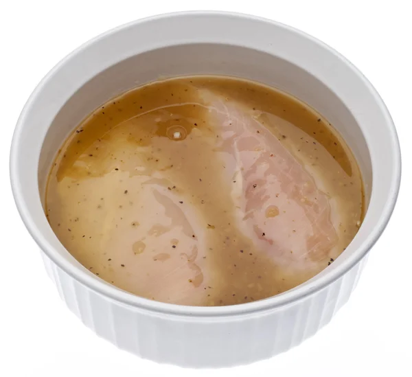 Raw Chicken in Lemon Pepper Flavored Marinade — Stock Photo, Image