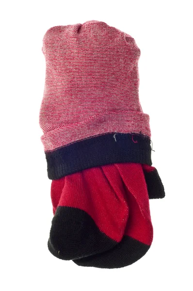 Paar Gefaltete Rote Socken Isoliert Auf Weißen Mit Einem Clipping — Stockfoto