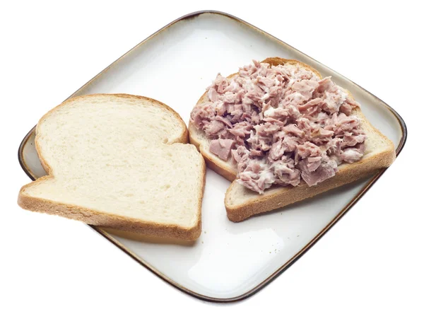 Thunfischsalat Sandwich Mit Offenem Gesicht Gesundes Mittagessen — Stockfoto