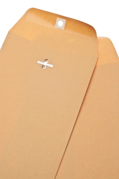 Brown Envelopes Com Fecho Fundo Imagem Com Espaço Cópia — Fotografia de Stock