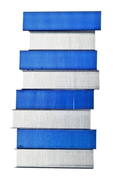 Stack av blå staples — Stockfoto