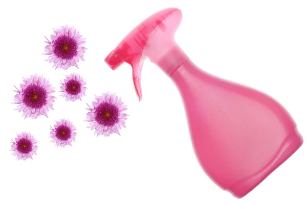 Przyjazny dla środowiska czyszczenie butelki Opryskiwanie kwiatów — Zdjęcie stockowe
