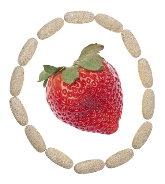 Circle of Vitamins with Strawberry — Stock Photo, Image