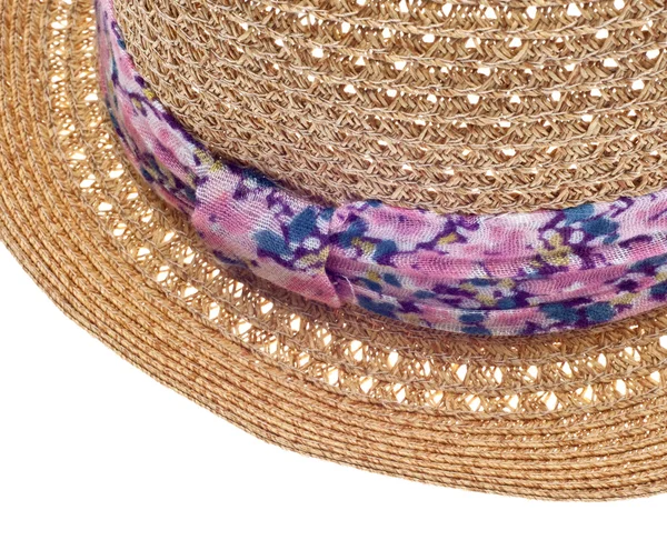 Sombrero de verano con patrón floral de cerca — Foto de Stock