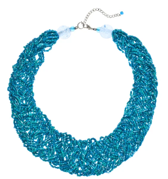 Šedozelená tkané korálek náhrdelník — Stock fotografie