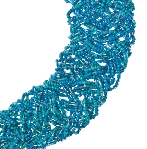 Blue Woven Bead Border or Background — Stock Photo, Image