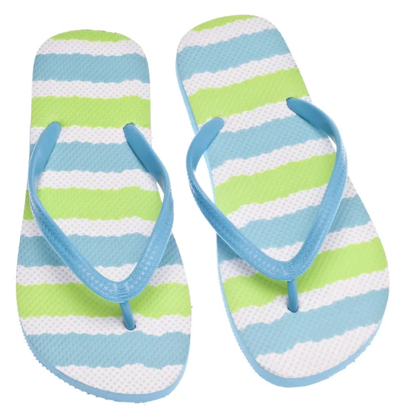 Blaue und grüne Flip-Flop-Sandalen — Stockfoto