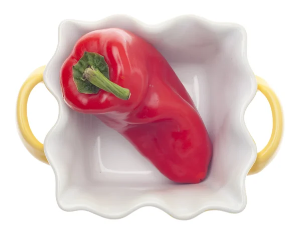 Pepper dulce într-un vas galben de gătit — Fotografie, imagine de stoc