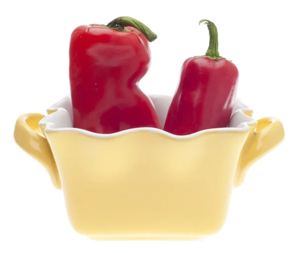Sweet Peppers in a Yellow Cooking Dish — Stock Photo, Image