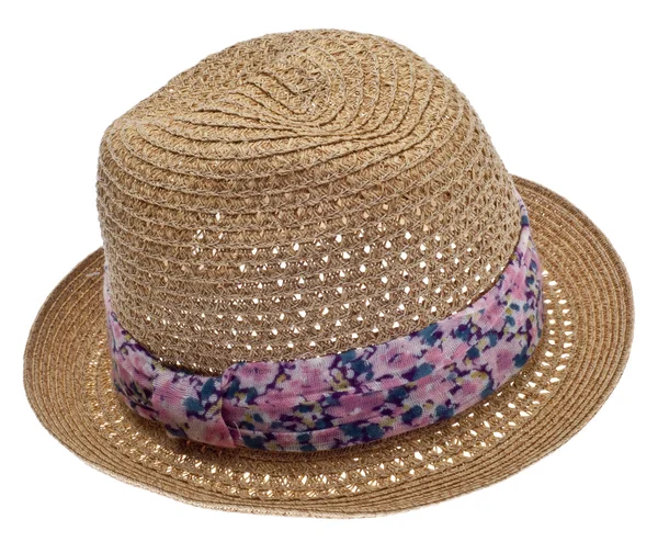 Sombrero de verano con cinta floral —  Fotos de Stock