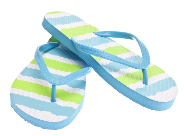 Blå och grön flip flop sandaler Stockbild