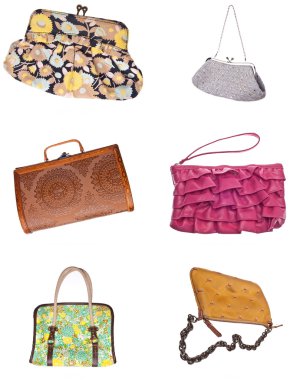 Set of 6 Ladies Purses Handbags clipart