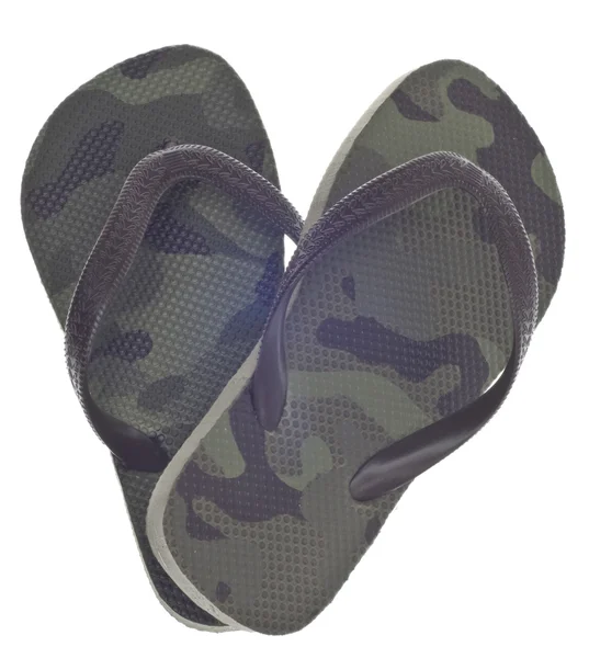 Masculine Camouflage Flip Flop Sandals in Heart Shape — Stock Photo, Image