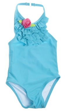 Blue Summer Bathing Suit with Pink Rose clipart