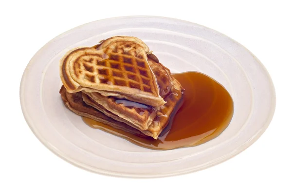 Waffles em forma de coração — Fotografia de Stock