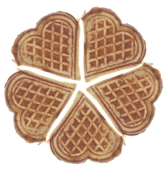 Waffles em forma de coração — Fotografia de Stock