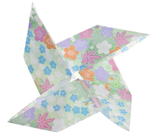 Papíru origami složený tvar větrník — Stock fotografie