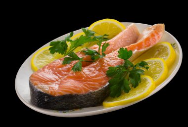 Salmon with lemon clipart