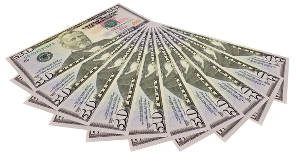 Pięćdziesiąt dolarów banknotów — Zdjęcie stockowe