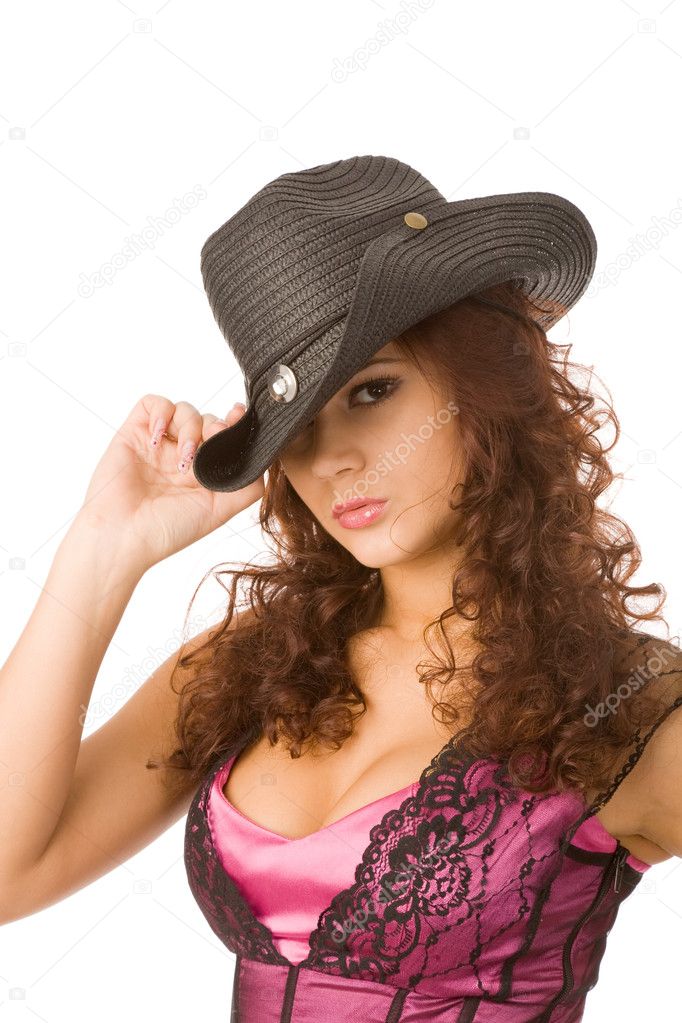 Sexy woman in black hat