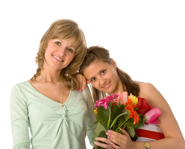 Stock image Two women with flowers