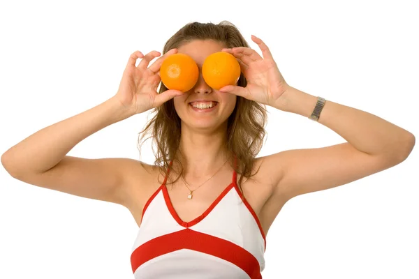 오렌지와 여자 — 스톡 사진