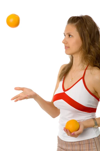 Kobieta z pomarańczy — Zdjęcie stockowe