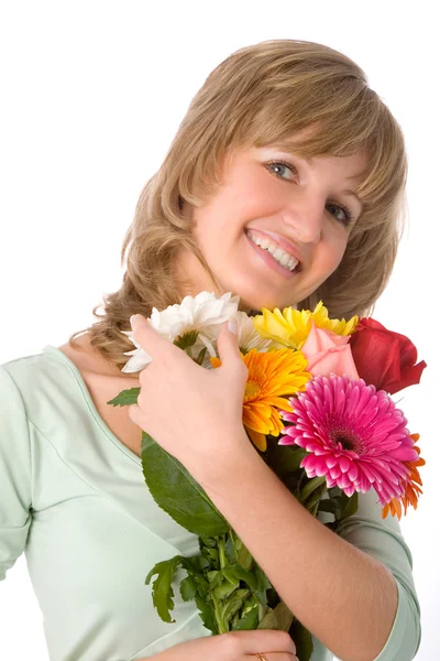 Woman with flowers — Stock Photo, Image