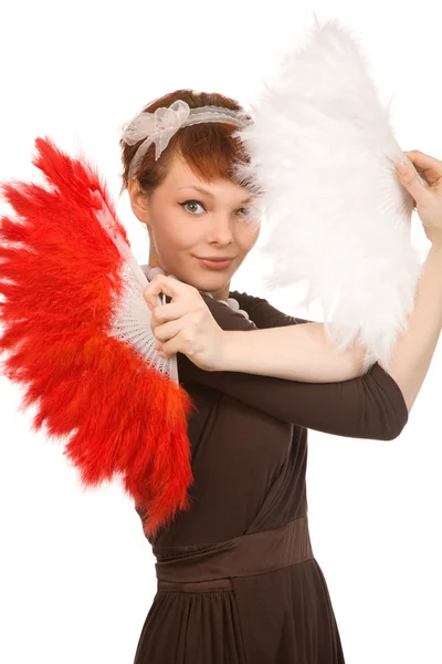 Woman with fans — Stock Photo, Image