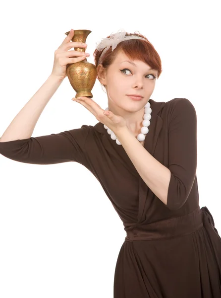 Woman with vase — Stock Photo, Image