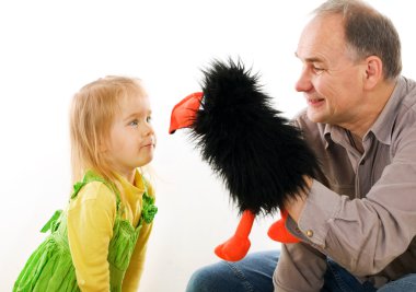 Man playing with little girl clipart