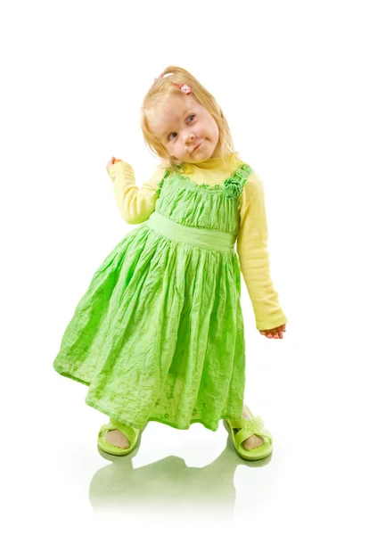 Malá veselá dívka koketa — Stock fotografie