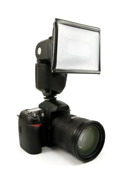 Fotokamera med blixt — Stockfoto