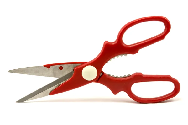 Nůžky s červenou rukojetí — Stock fotografie