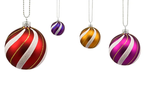 Four colorful christmas baubles — Stock Photo, Image