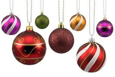 Colorful ornate christmas baubles clipart