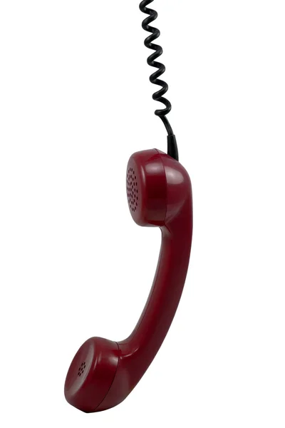 Koyu kırmızı telefon alıcısı — Stok fotoğraf