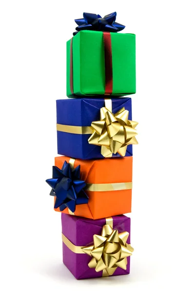 Gifts boxes tower — Stock Photo, Image